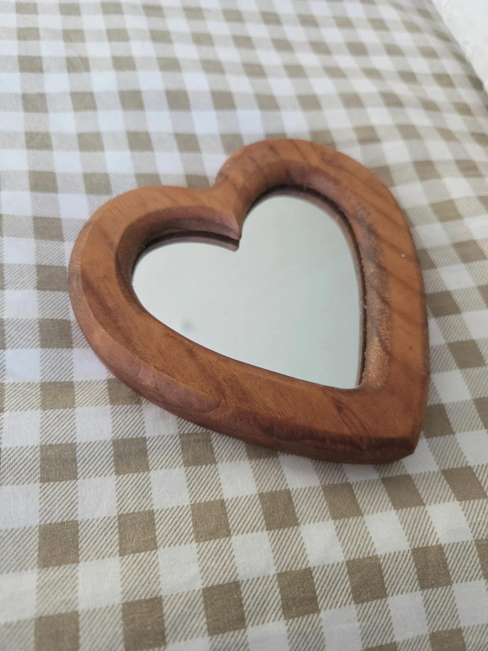Vintage Heart-Shaped Oak Wooden Framed Mirror